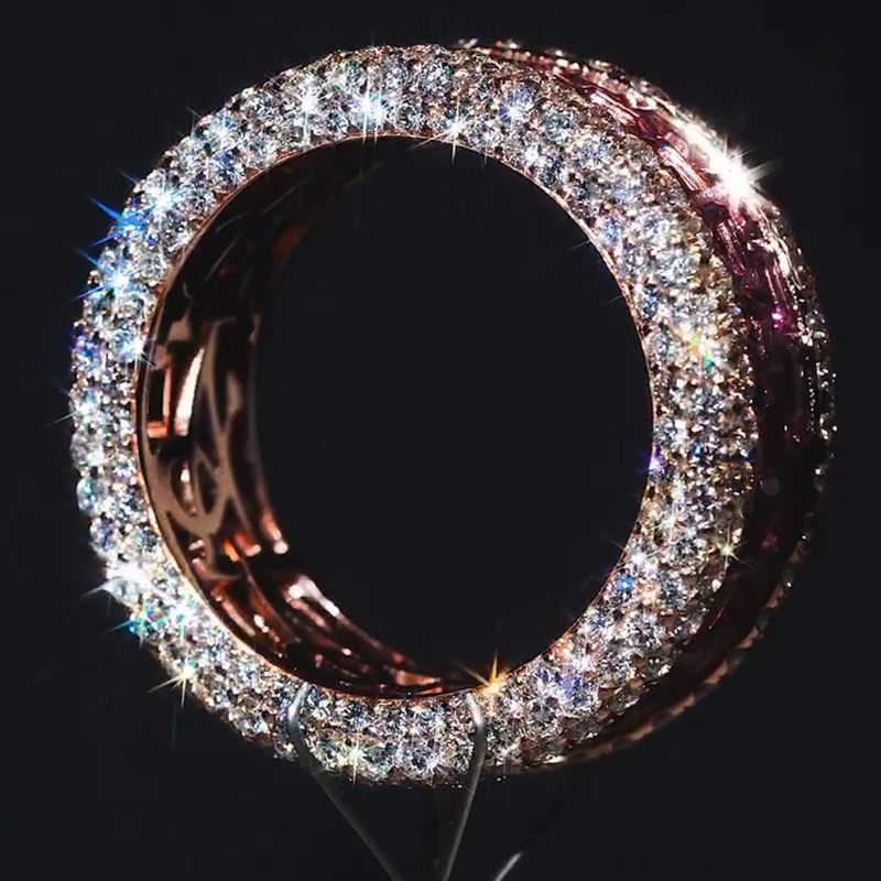 8.9ct Baguette Cut Pink Sapphire With Round Cut White Sapphire Pave Setting Men's Eternity Band In Rose Gold