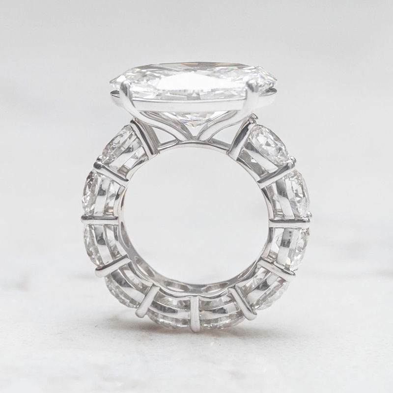 6ct Oval Cut White Sapphire East-West Setting Eternity Men's Engagement Ring