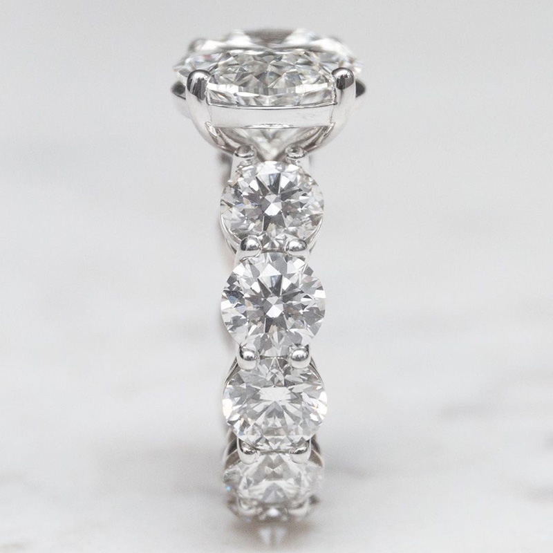 6ct Oval Cut White Sapphire East-West Setting Eternity Men's Engagement Ring