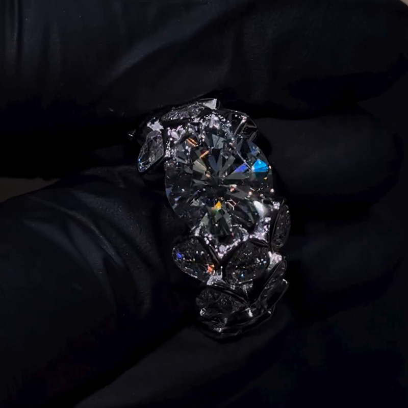 5ct Round Cut White Sapphire Pear Cut Eternity Band Ring