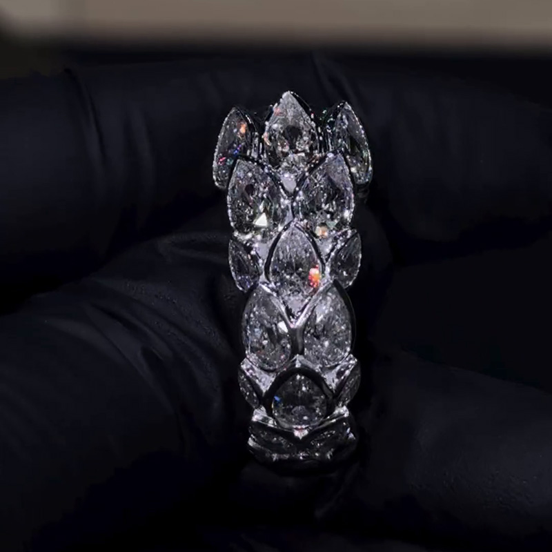 5ct Round Cut White Sapphire Pear Cut Eternity Band Ring