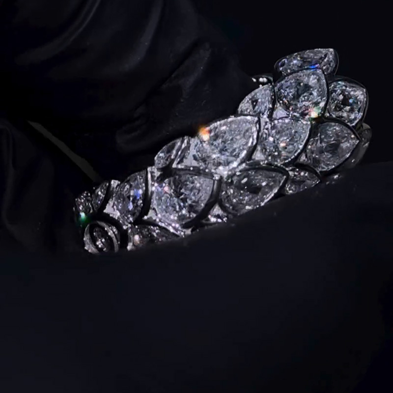 5ct Round Cut White Sapphire Pear Cut Eternity Band Ring