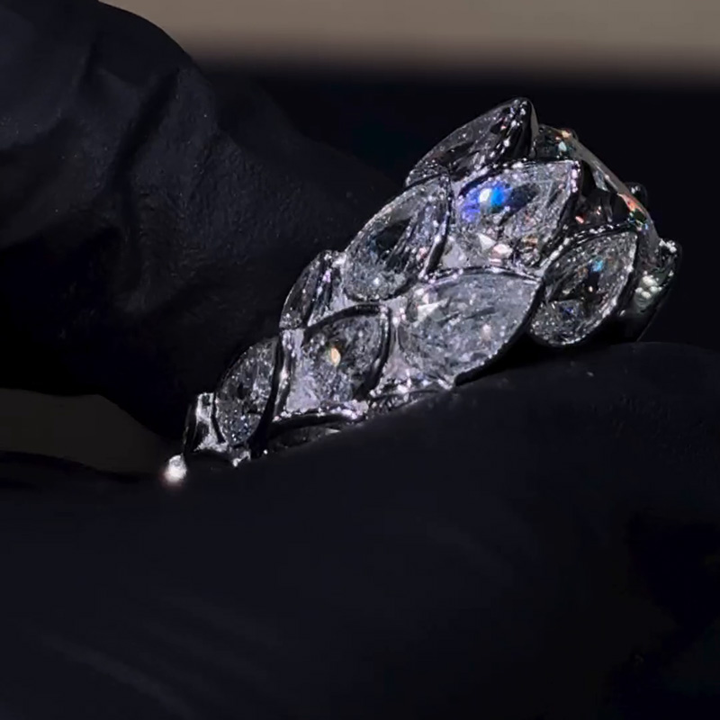 5ct Round Cut White Sapphire Pear Cut Eternity Band Ring