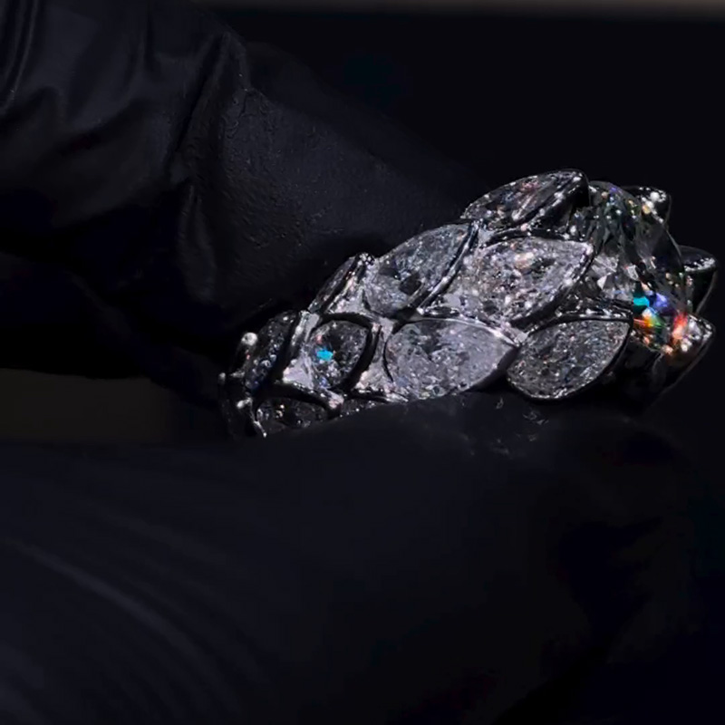 5ct Round Cut White Sapphire Pear Cut Eternity Band Ring