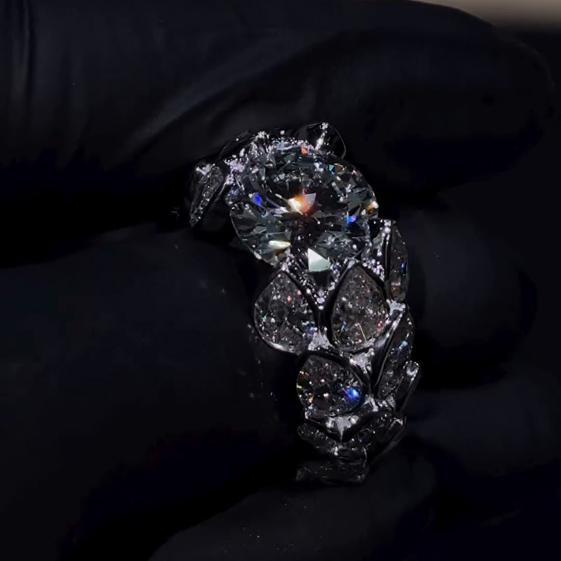 5ct Round Cut White Sapphire Pear Cut Eternity Band Ring