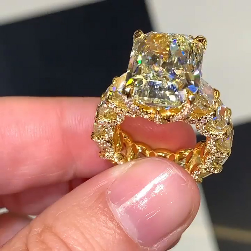 7ct Radiant Cut Yellow Sapphire Eternity Handmade Ring