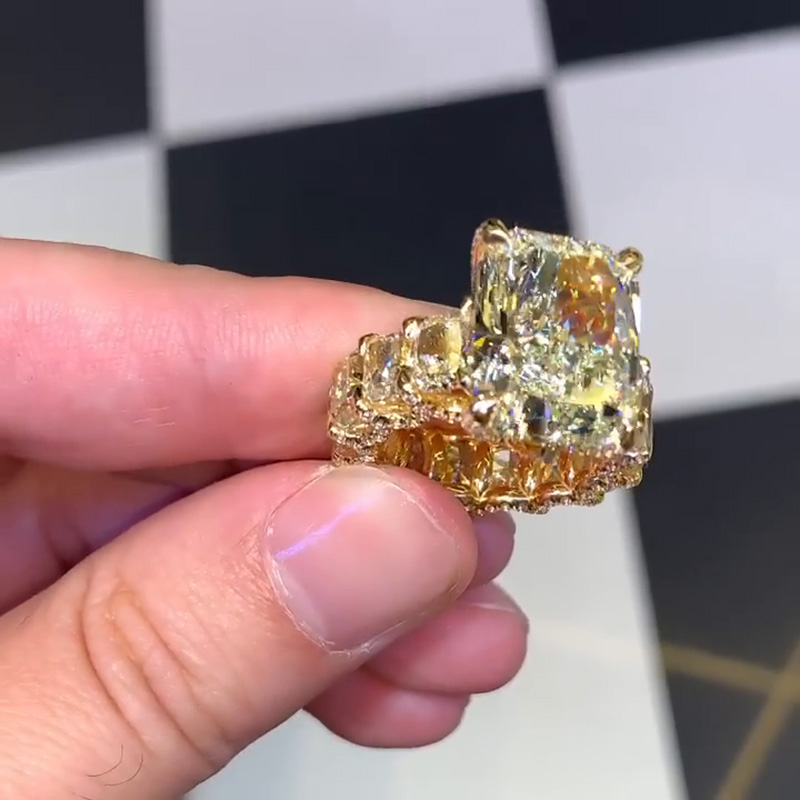 7ct Radiant Cut Yellow Sapphire Eternity Handmade Ring