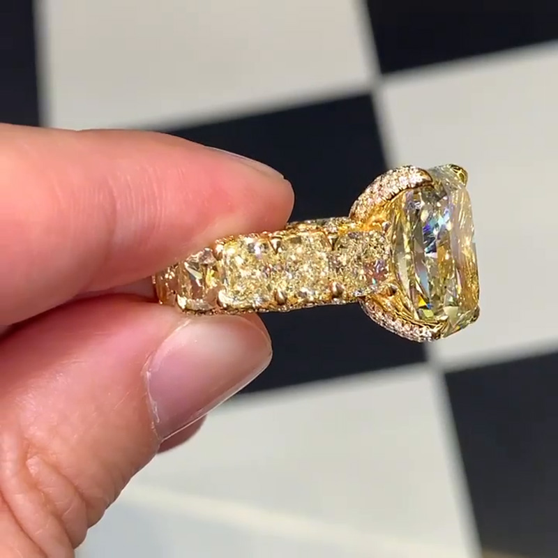 7ct Radiant Cut Yellow Sapphire Eternity Handmade Ring