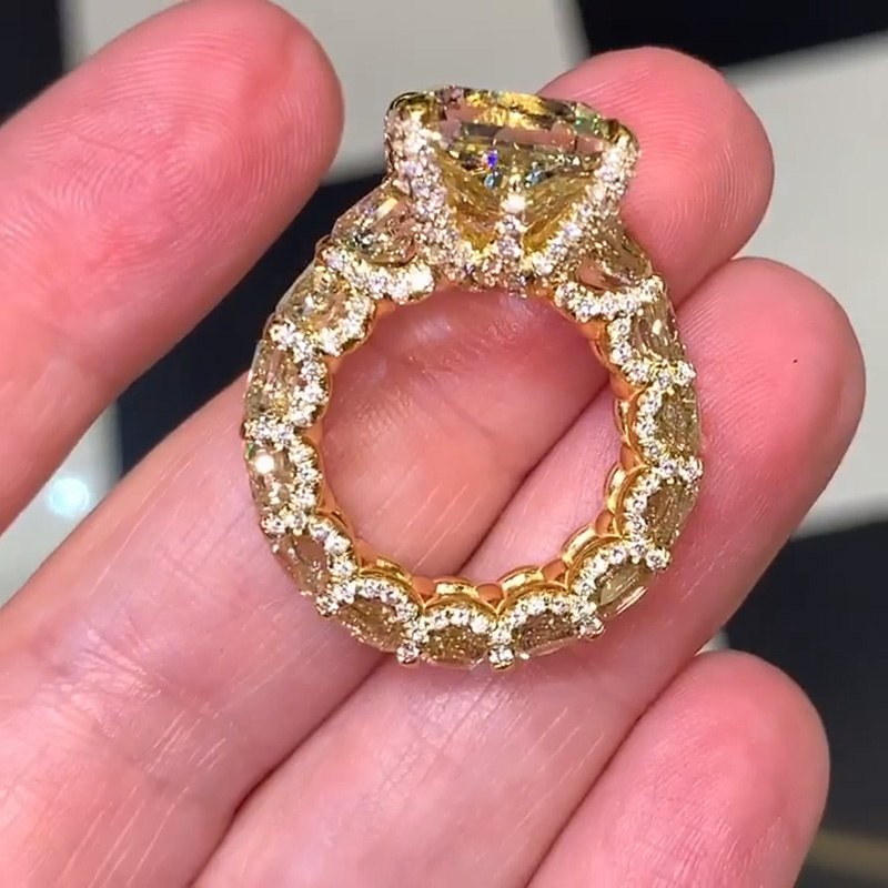 7ct Radiant Cut Yellow Sapphire Eternity Handmade Ring