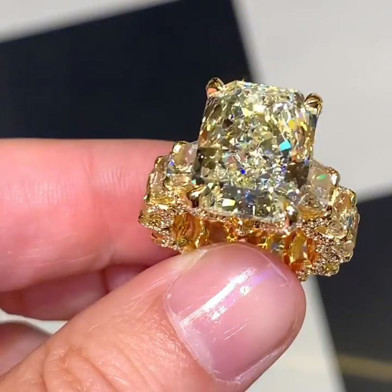 7ct Radiant Cut Yellow Sapphire Eternity Handmade Ring