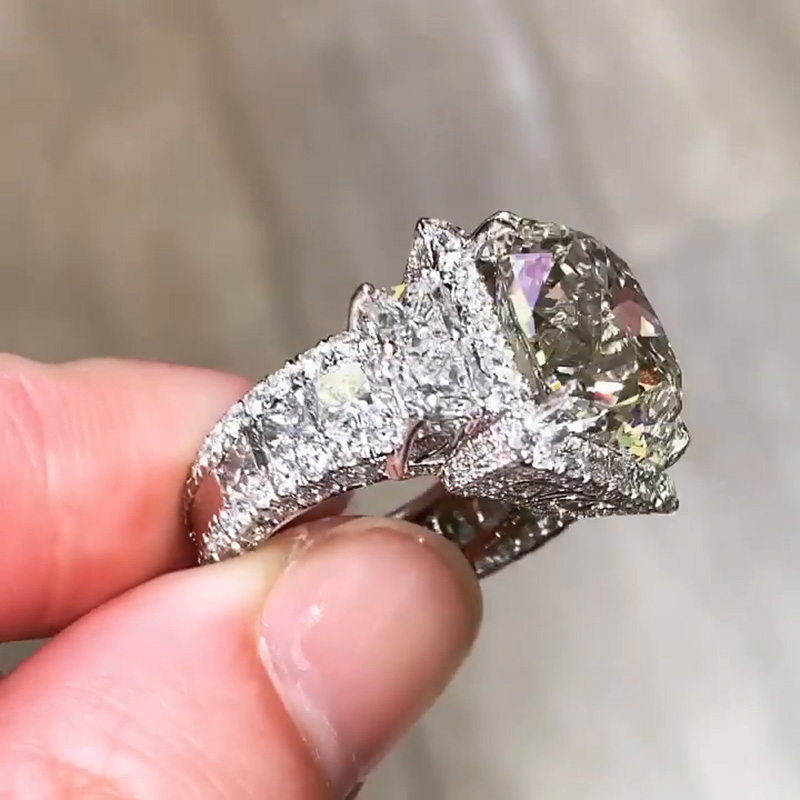 15ct Cushion Cut White Sapphire Halo Handmade Sterling Silver Ring