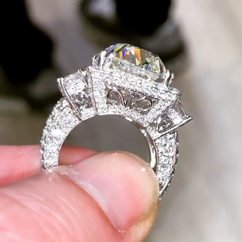 15ct Cushion Cut White Sapphire Halo Handmade Sterling Silver Ring