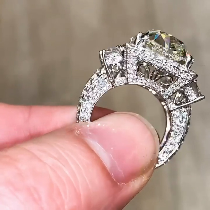 15ct Cushion Cut White Sapphire Halo Handmade Sterling Silver Ring