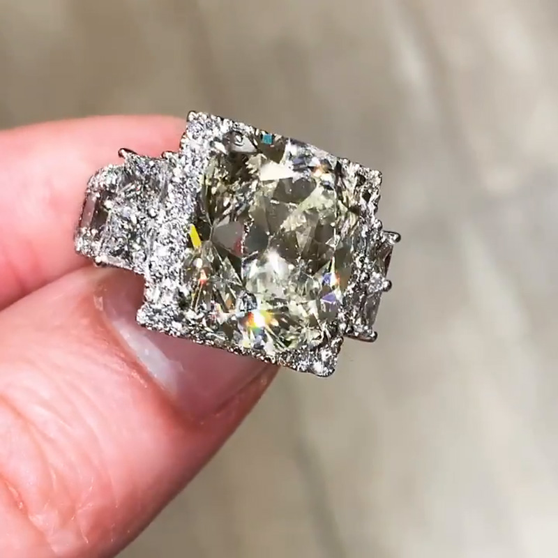 15ct Cushion Cut White Sapphire Halo Handmade Sterling Silver Ring