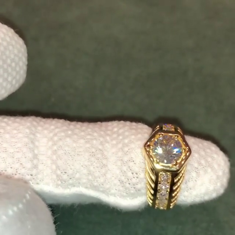 2.5ct Round Cut White Sapphire Yellow Gold Engagement Ring
