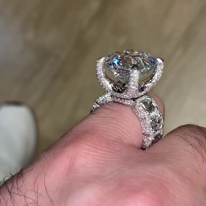 8ct Asscher Cut White Sapphire Eternity Band Paved Handmade Men's Ring