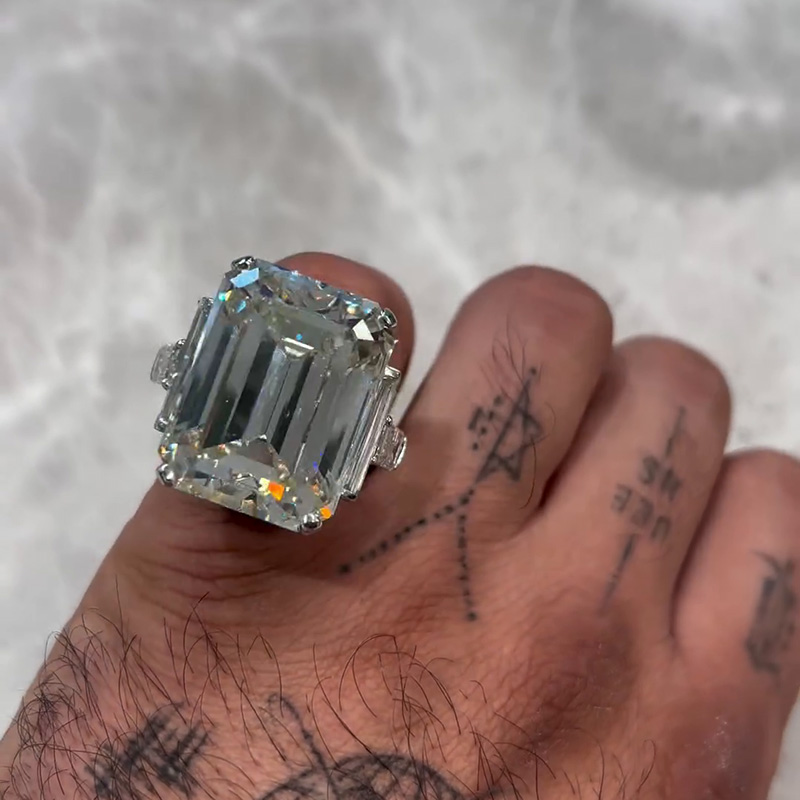 15ct Emerald Cut White Sapphire Luxury Handmade Sterling Silver Ring