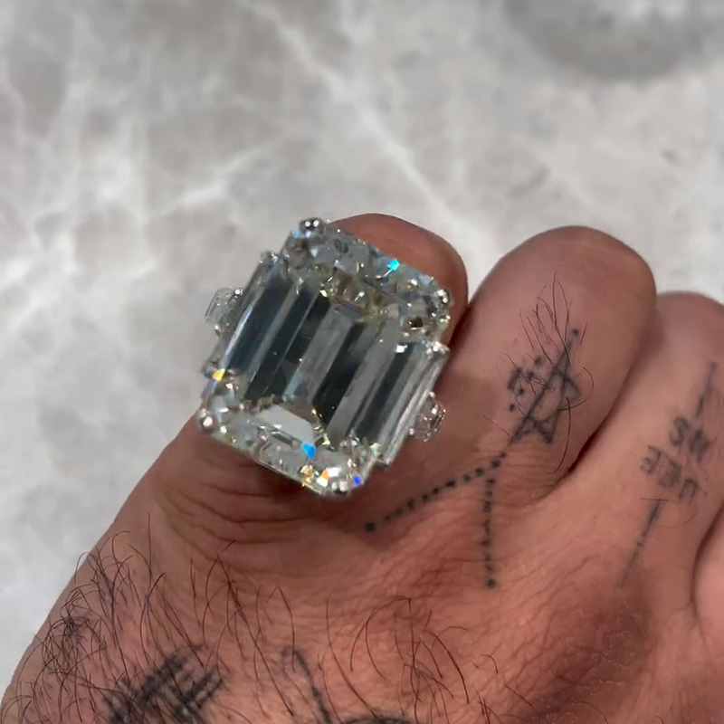 15ct Emerald Cut White Sapphire Luxury Handmade Sterling Silver Ring