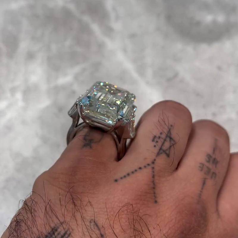 15ct Emerald Cut White Sapphire Luxury Handmade Sterling Silver Ring