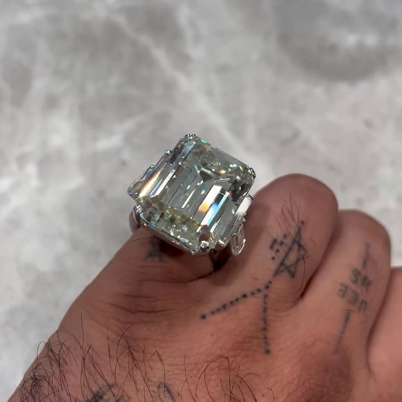 15ct Emerald Cut White Sapphire Luxury Handmade Sterling Silver Ring