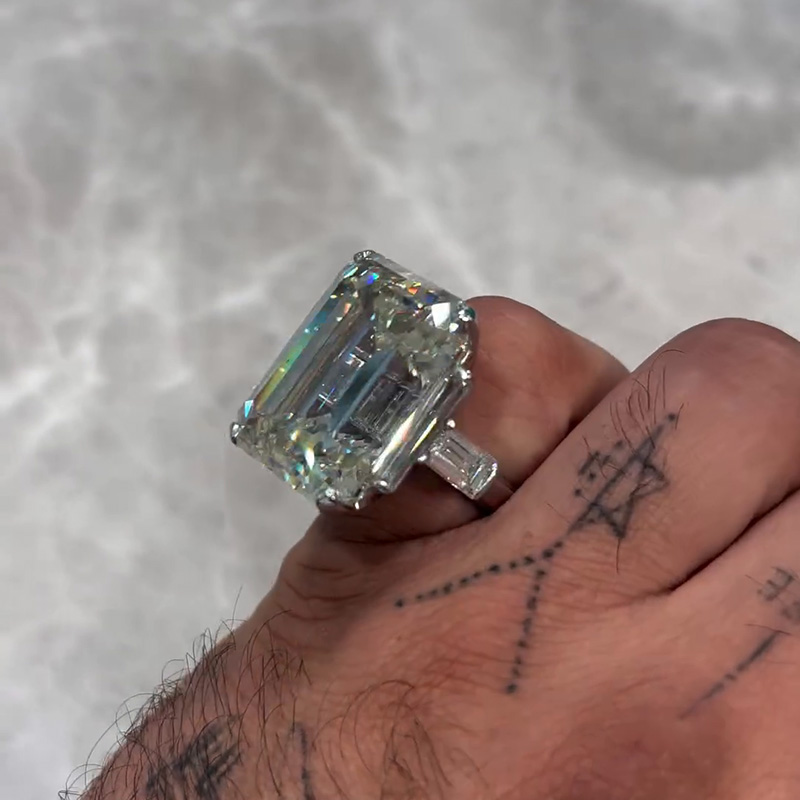 15ct Emerald Cut White Sapphire Luxury Handmade Sterling Silver Ring