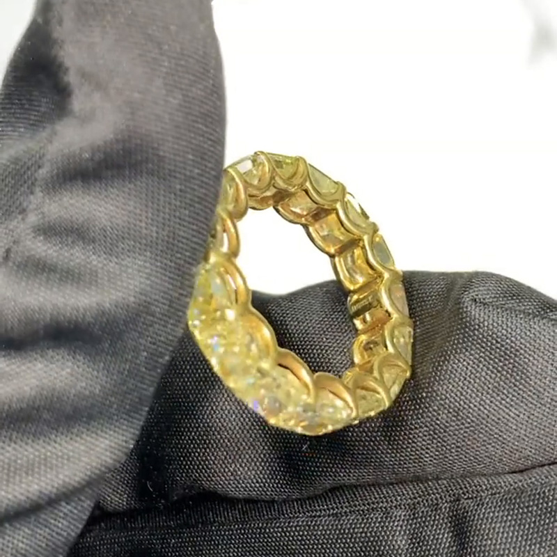 15ctw Cushion Cut Fancy Yellow Sapphire Eternity Band Handmade Ring