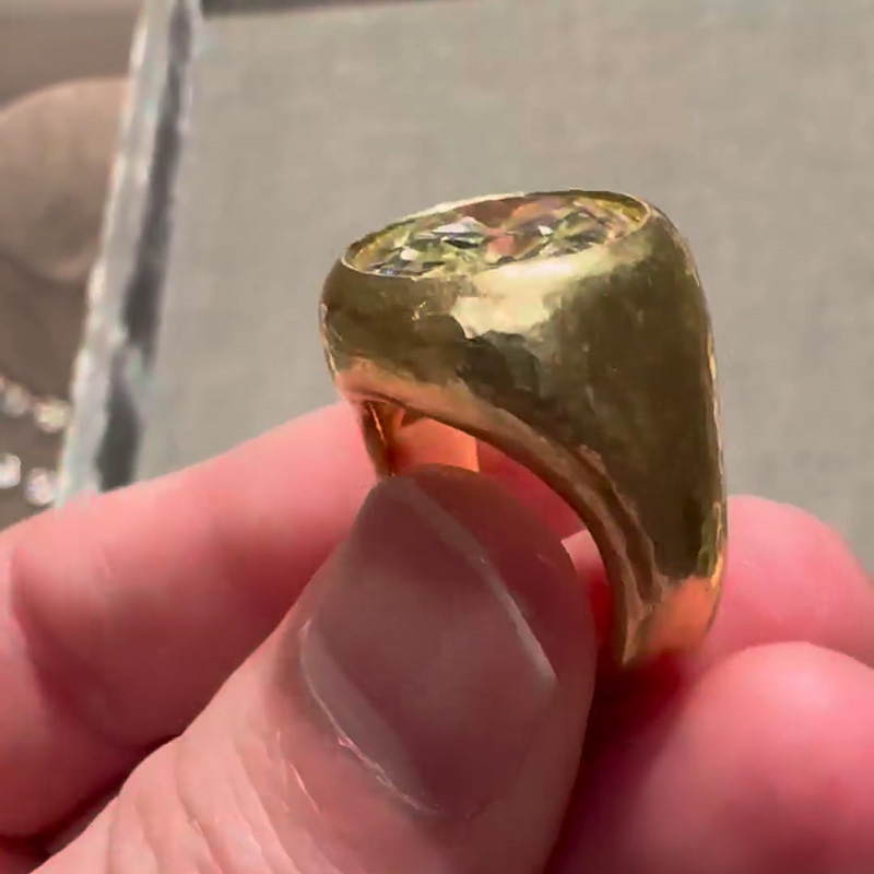 8ct Round Cut White Sapphire Yellow Gold Vintage Handmade Men's Ring