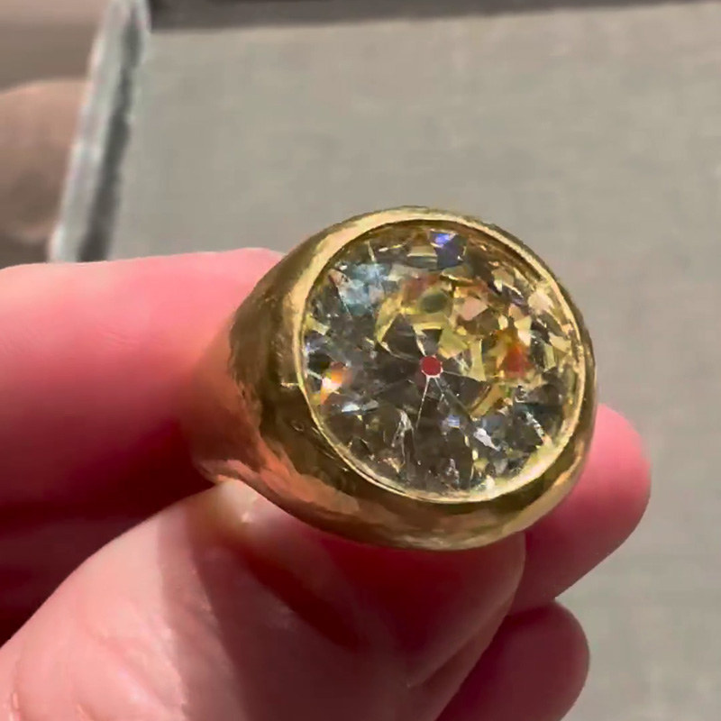 8ct Round Cut White Sapphire Yellow Gold Vintage Handmade Men's Ring