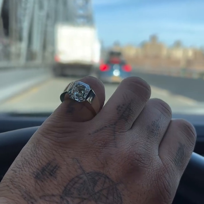 4.5ct Asscher Cut White Sapphire Classic Handmade Men's Ring