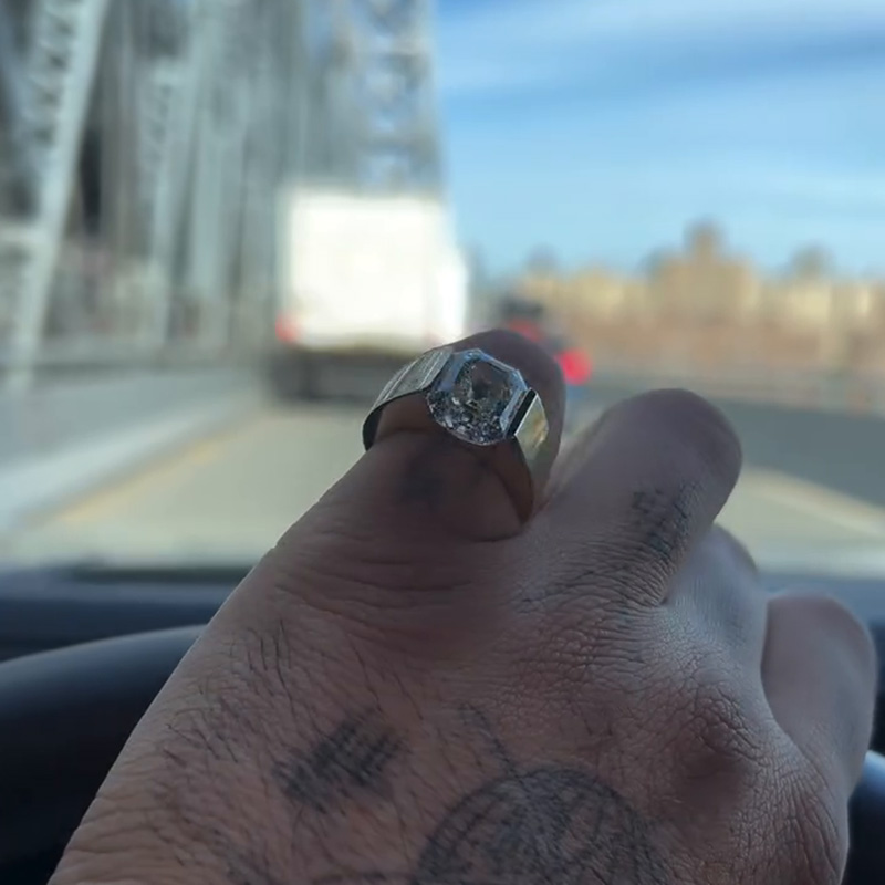 4.5ct Asscher Cut White Sapphire Classic Handmade Men's Ring