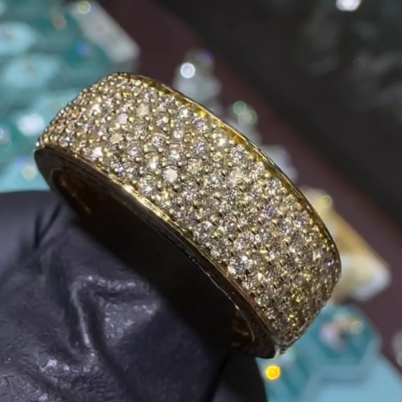 5ctw Full Pave Yellow Gold Men's Band