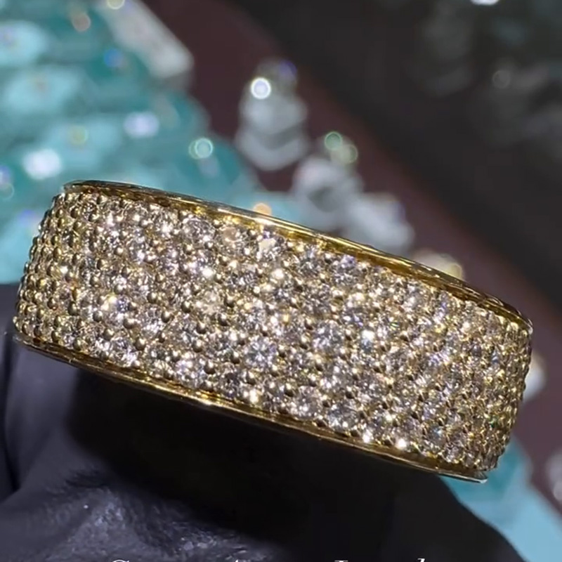 5ctw Full Pave Yellow Gold Men's Band