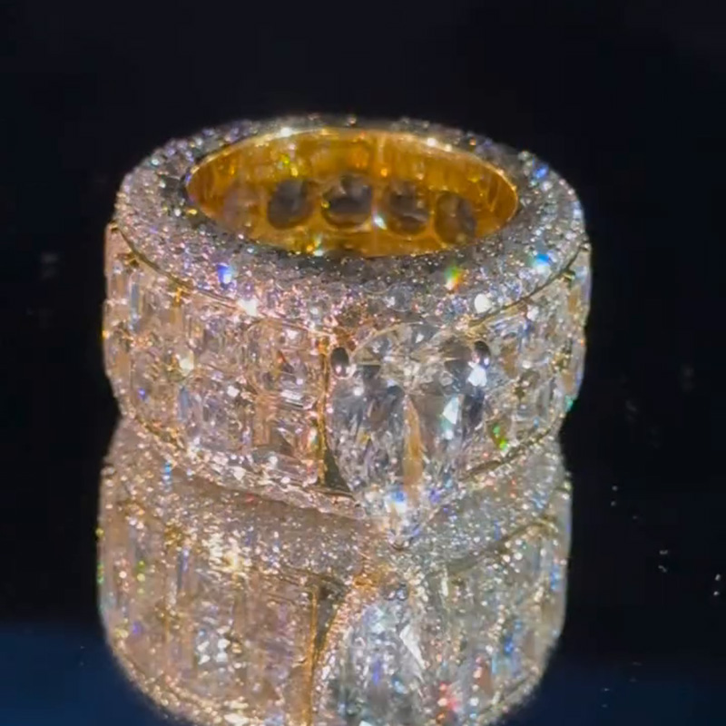 5ct Pear Cut With 12ct Side Stones White Sapphire Rose Gold Men's Ring