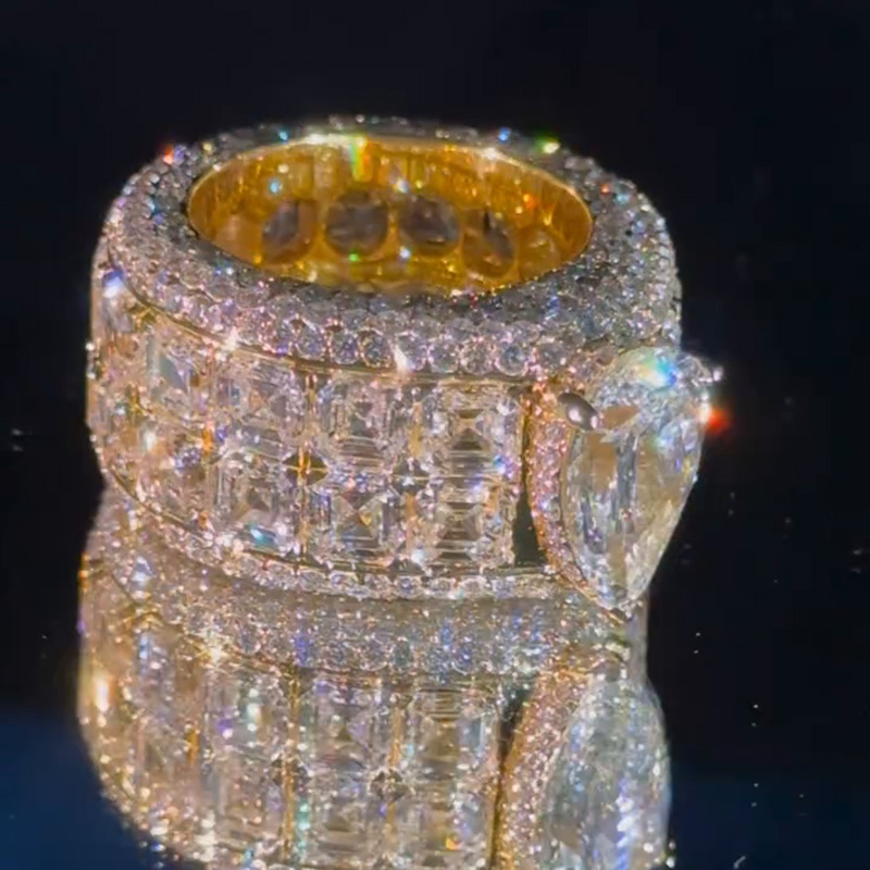 5ct Pear Cut With 12ct Side Stones White Sapphire Rose Gold Men's Ring