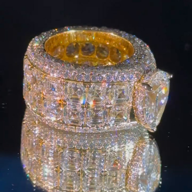 5ct Pear Cut With 12ct Side Stones White Sapphire Rose Gold Men's Ring