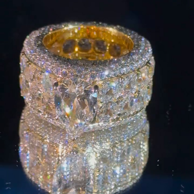 5ct Pear Cut With 12ct Side Stones White Sapphire Rose Gold Men's Ring