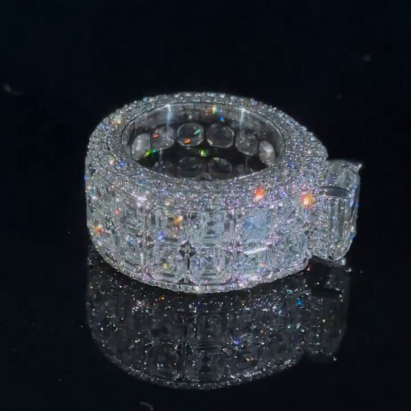 7ct Emerald Cut With 15ct Side Stones White Sapphire Men's Ring