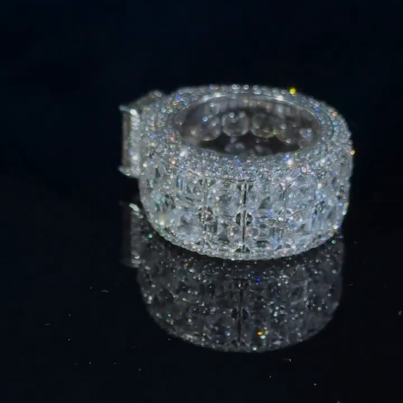 7ct Emerald Cut With 15ct Side Stones White Sapphire Men's Ring