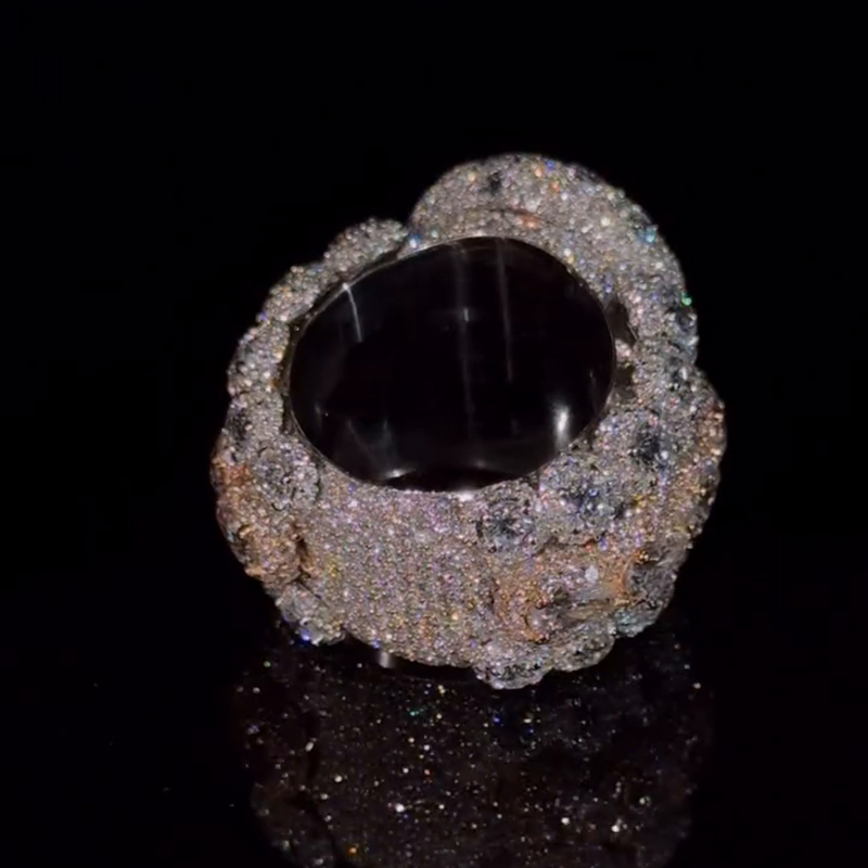 5ct Pear Cut With 12ct Side Stones Halo Pave Set Handmade Men's Rings