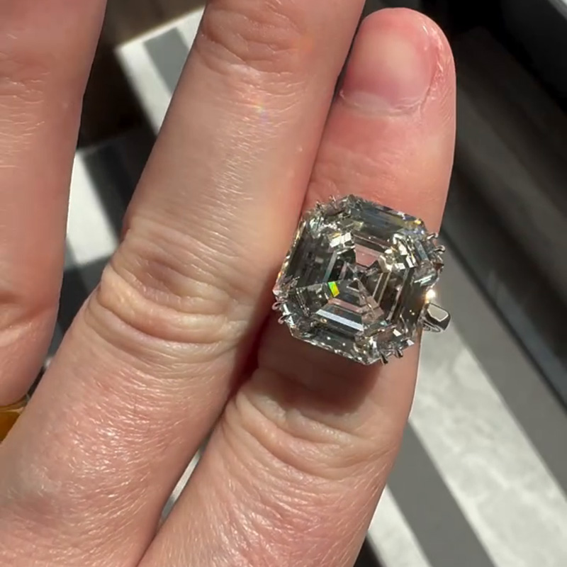 15ct Asscher Cut White Sapphire Handmade Engagement Ring