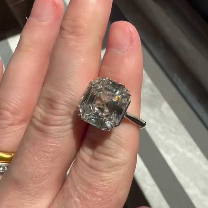 15ct Asscher Cut White Sapphire Handmade Engagement Ring
