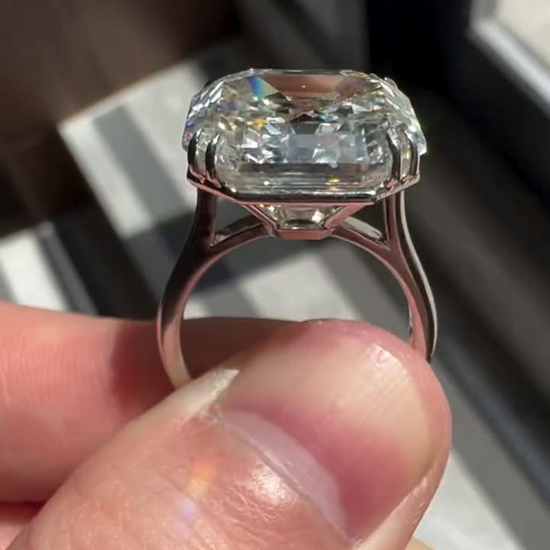 15ct Asscher Cut White Sapphire Handmade Engagement Ring