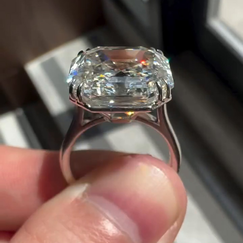 15ct Asscher Cut White Sapphire Handmade Engagement Ring