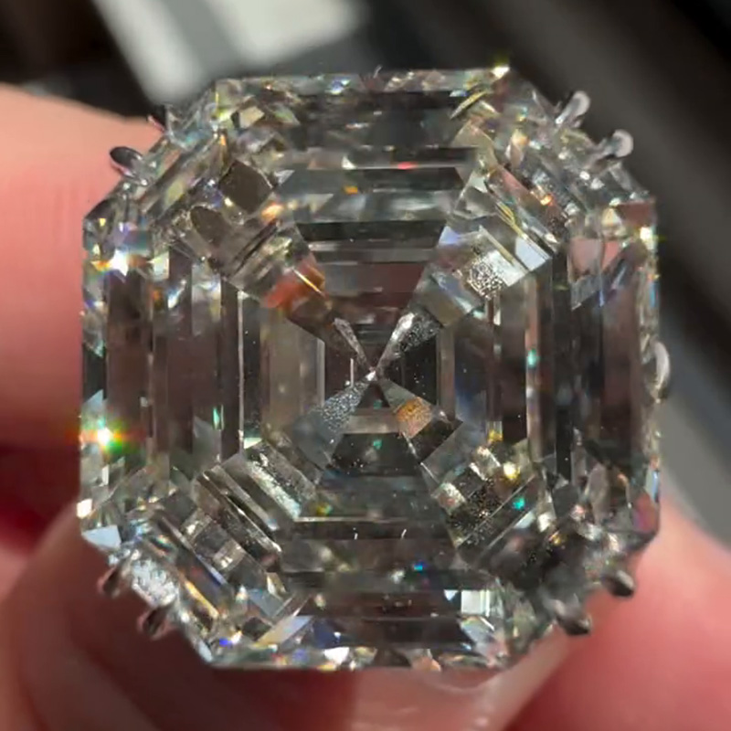 15ct Asscher Cut White Sapphire Handmade Engagement Ring