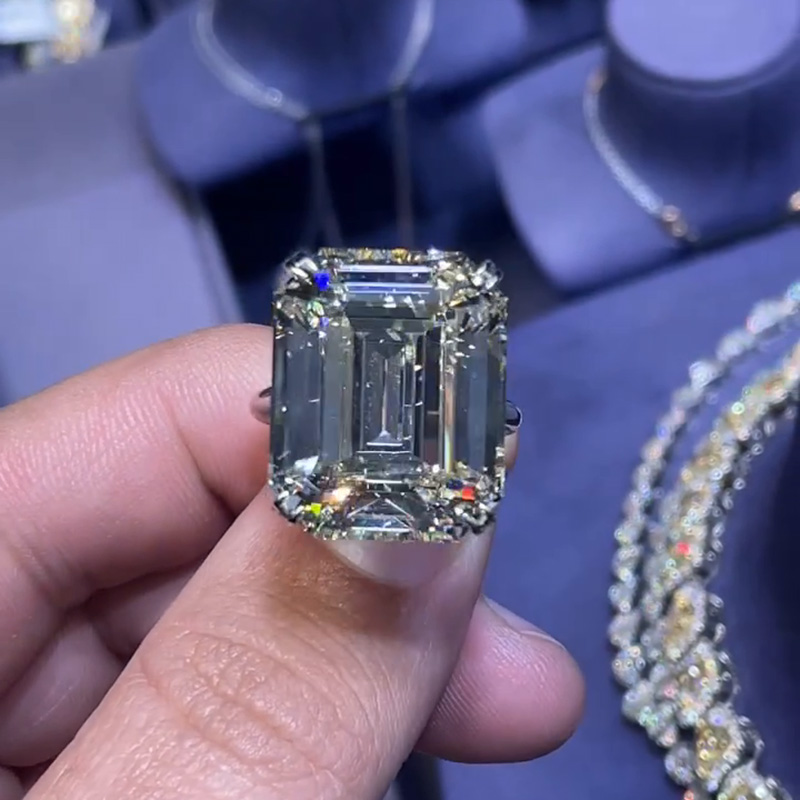 10ct Emerald Cut White Sapphire Classic Sterling Silver Handmade Ring