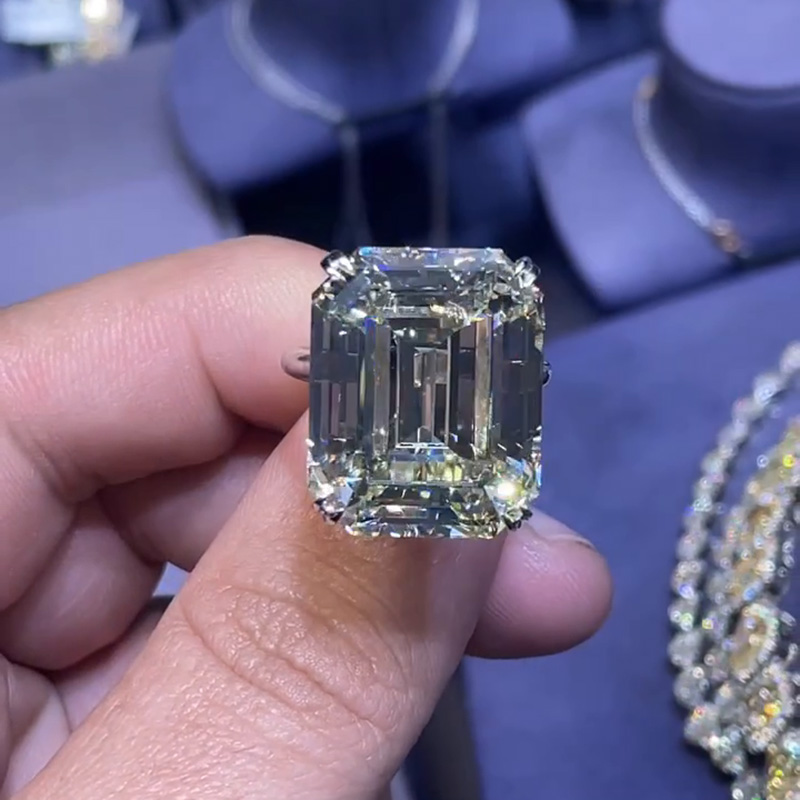 10ct Emerald Cut White Sapphire Classic Sterling Silver Handmade Ring