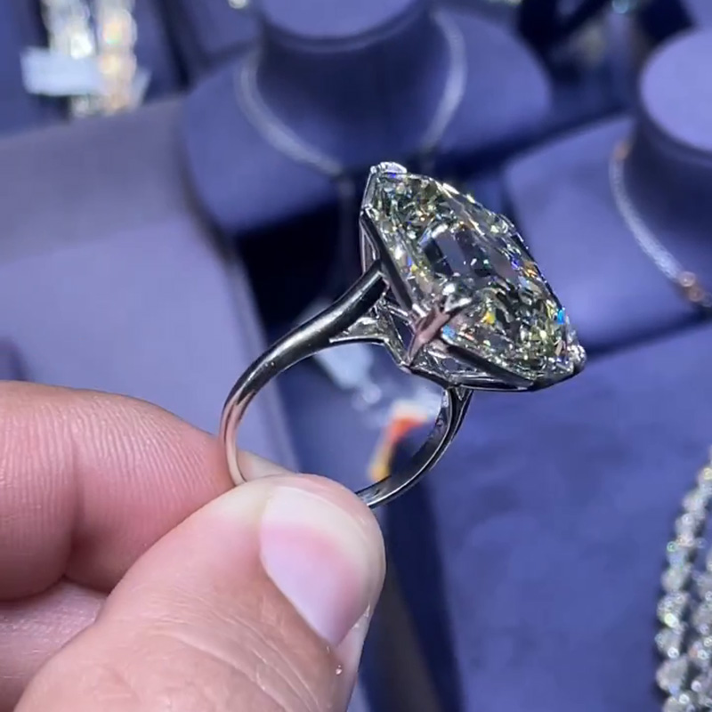 10ct Emerald Cut White Sapphire Classic Sterling Silver Handmade Ring