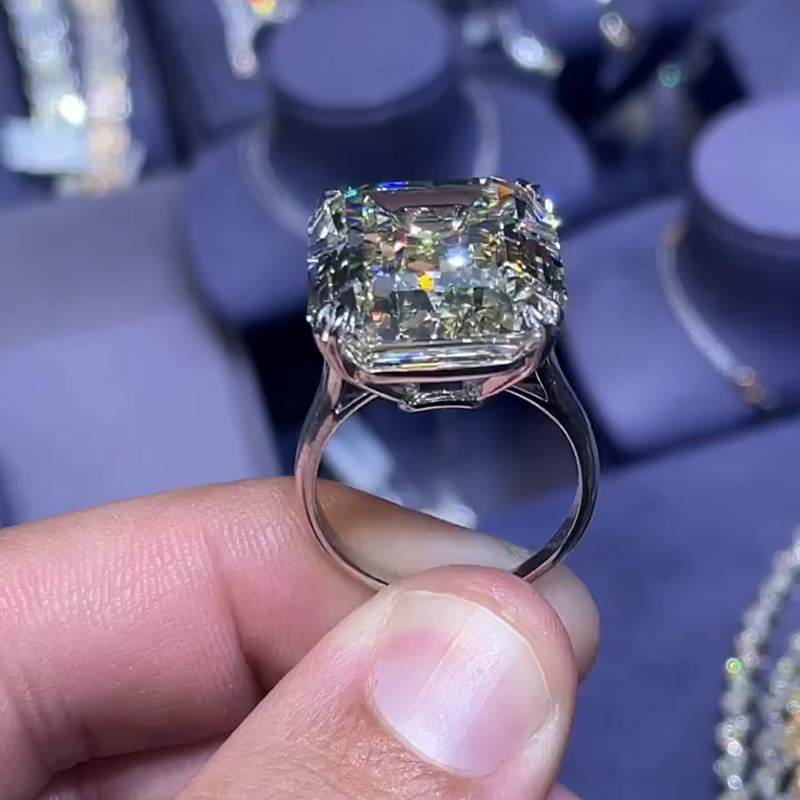 10ct Emerald Cut White Sapphire Classic Sterling Silver Handmade Ring