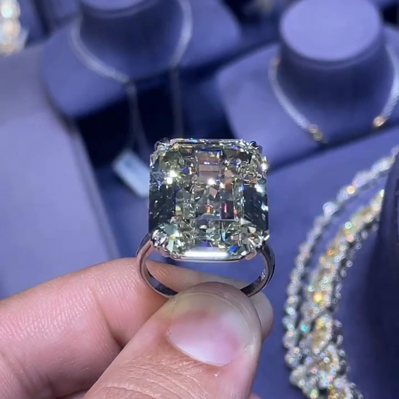 10ct Emerald Cut White Sapphire Classic Sterling Silver Handmade Ring