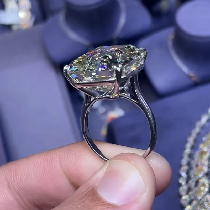 10ct Emerald Cut White Sapphire Classic Sterling Silver Handmade Ring